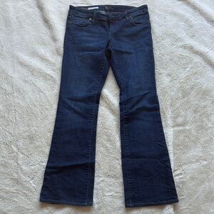 Farrah Baby Bootcut Jeans | Dark Wash Mid Rise Stretch Denim Size 2 Petite